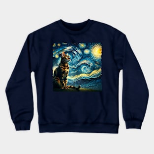 Bengal Starry Night Inspired - Artistic Cat Crewneck Sweatshirt